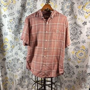 Weatherproof vintage 
washable linen 
Size large plaid rust red